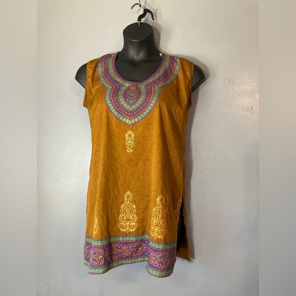 Libas Designs Sleeveless Tunic in Mustard and Purple